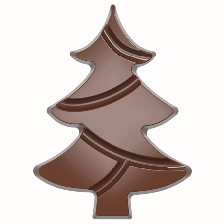 CW12008 CHOINKA CHOCOLATE WORLD - forma z poliwęglanu do tabliczek czekolady w kształcie choinki - poj. 84.5 g