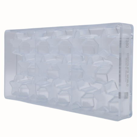 CW1390 GWIAZDKI CHOCOLATE WORLD - forma z poliwęglanu do pralin - dł. 45 x wys. 25 mm / poj. 24 g x 14 pralin