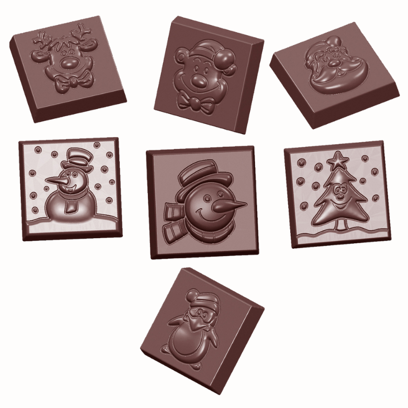 CW1660 CZEKOLADKI ŚWIĄTECZNE CHOCOLATE WORLD - forma z poliwęglanu do czekoladek - dł. 31 x wys. 10 mm / poj. 9 g x 21 pralin CW1660 CZEKOLADKI ŚWIĄTECZNE CHOCOLATE WORLD - forma z poliwęglanu do czekoladek - dł. 31 x wys. 10 mm / poj. 9 g x 21 pralin
