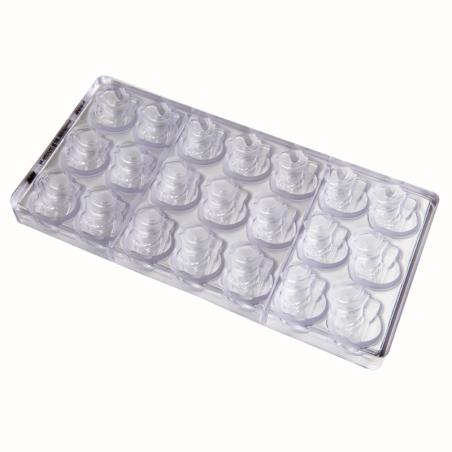 CW1333 SNOW MAN CHOCOLATE WORLD - forma z poliwęglanu do pralin w kształcie bałwanków - poj. 15 g