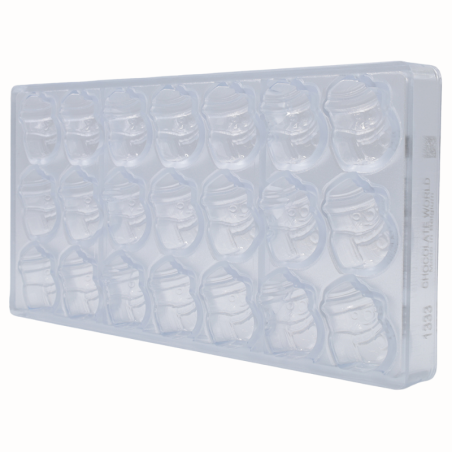 CW1333 SNOW MAN CHOCOLATE WORLD - forma z poliwęglanu do pralin w kształcie bałwanków - poj. 15 g