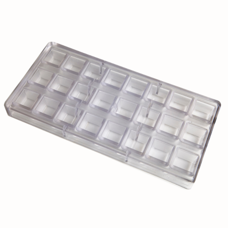 CW1630 Kostka - Chocolate World - forma z poliwęglanu do pralin - dł. 26 x wys. 18.5 mm / poj. 12 g x 24 praliny