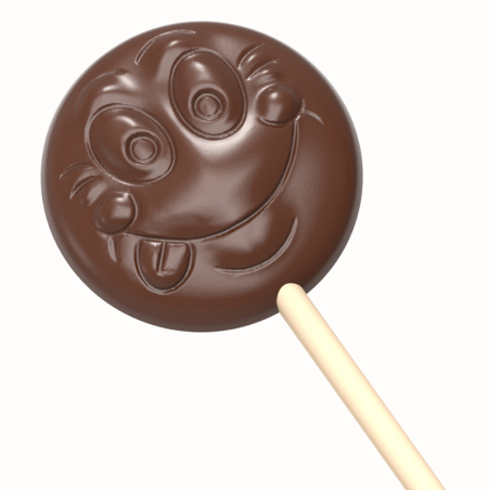 CW1623 LOLLIPOP SMILEY CHOCOLATE WORLD - forma z poliwęglanu do okrągłych lizaków z uśmiechem - poj. 16.5 g