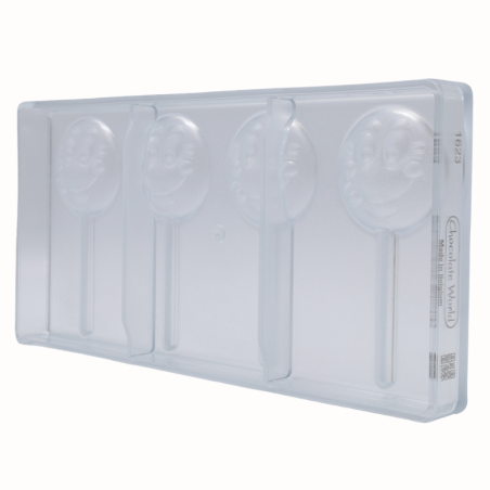 CW1623 LOLLIPOP SMILEY CHOCOLATE WORLD - forma z poliwęglanu do okrągłych lizaków z uśmiechem - poj. 16.5 g