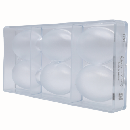 CW1252 Gładkie jajko - Chocolate World - forma z poliwęglanu do czekoladek w kształcie pisanek - poj. 83 g