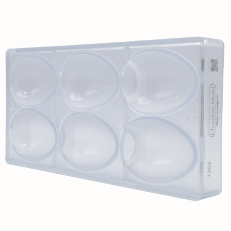 CW1252 Gładkie jajko - Chocolate World - forma z poliwęglanu do czekoladek w kształcie pisanek - poj. 83 g