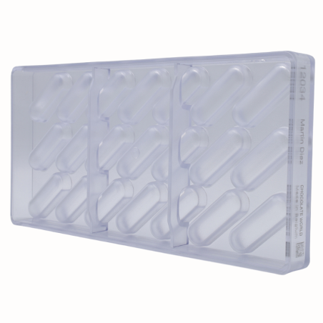 CW12034 ÉCLAIR CHOCOLATE WORLD - forma z poliwęglanu do pralin - dł. 49 x szer. 14 x wys. 12 mm / poj. 8.5 g x 21 pralin