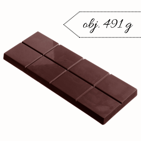 CW2119 Chocolate World - forma z poliwęglanu do dużych tabliczek czekolady - dł. 250 x szer. 103 x wys. 16 mm / poj. 491 g