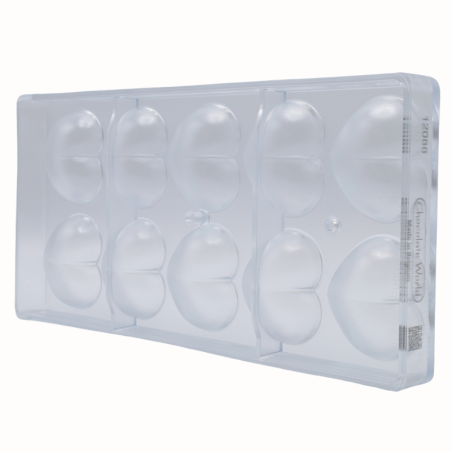 CW12088 Serce - Chocolate World - forma z poliwęglanu do pralin - dł. 49.5 x wys. 18 mm / poj. 24.5 g x 10 pralin