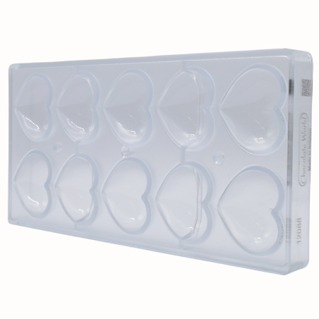 CW12088 Serce - Chocolate World - forma z poliwęglanu do pralin - dł. 49.5 x wys. 18 mm / poj. 24.5 g x 10 pralin