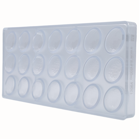 CW12064 Brylant - Chocolate World - forma z poliwęglanu do owalnych pralin - dł. 35 x szer. 24.5 x wys. 19 mm / poj. 13 g