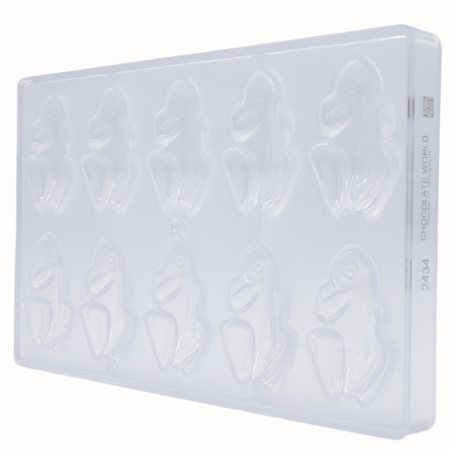 CW2434 Żaba - Chocolate World - forma z poliwęglanu do pralin - dł. 66 x szer. 45 x wys. 14 mm / poj. 20 g x 10 pralin