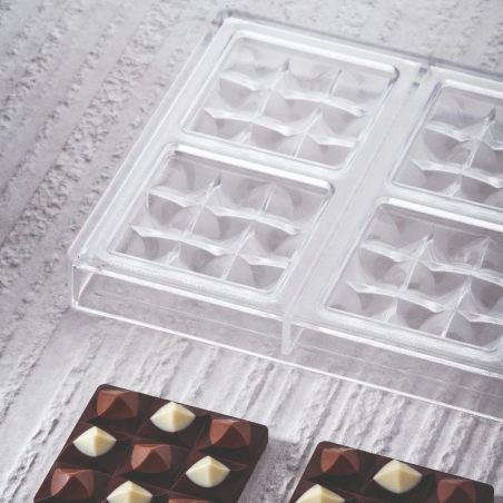 PC5014 Mini Moulin Pavoni Italia - forma z tritanu do małych tabliczek czekolady - dł. 70 x szer. 70 x wys. 14 mm / poj. 50 g