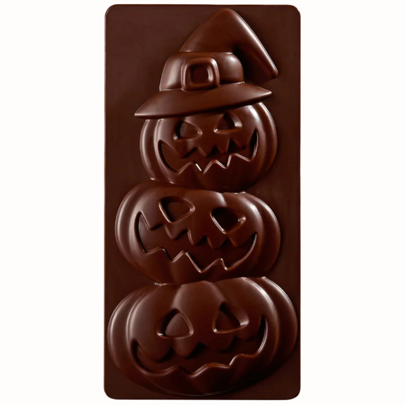 PC5060 Halloween Friends Pavoni Italia - forma do tabliczek czekolady - dynie - dł. 154 x szer. 77 x wys. 15 mm / poj. 100 g PC5060 Halloween Friends Pavoni Italia - forma do tabliczek czekolady - dynie - dł. 154 x szer. 77 x wys. 15 mm / poj. 100 g