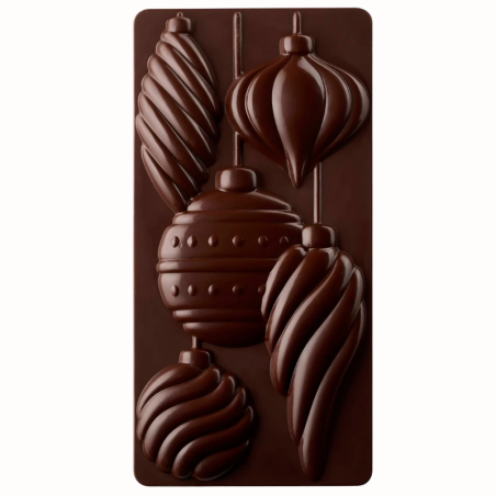 PC5058 Xmas Spirit Pavoni Italia - forma do tabliczek czekolady - bombki - dł. 154 x szer. 77 x wys. 15 mm / poj. 100 g