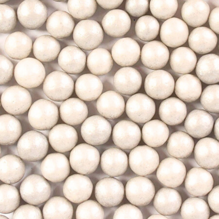 op. 250 g Perełki średnie białe - perłowe kuleczki cukrowe do dekoracji - śr. 5 mm