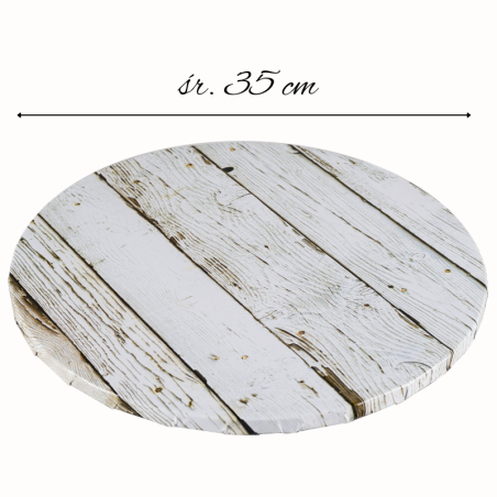 śr. 35 cm x wys. 1.2 cm Gruby podkład pod tort - okrągła podkładka do transportu i serwowania ciast - białe drewno
