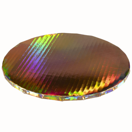1 szt. ∅ 25 cm PODKŁAD OKRĄGŁY HOLOGRAFICZNE ZŁOTO gruby błyszczący podkład do tortów o wysokości ok. 1.2 cm