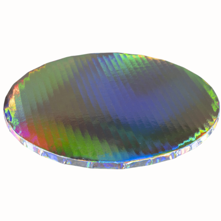 1 szt. ∅ 25 cm PODKŁAD OKRĄGŁY HOLOGRAFICZNE SREBRO gruby błyszczący podkład do tortów o wysokości ok. 1.2 cm