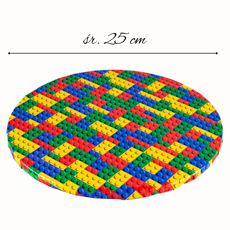 1 szt. ∅ 25 cm PODKŁAD OKRĄGŁY LEGO gruby kolorowy podkład do tortów o wysokości ok. 1.2 cm 1 szt. ∅ 25 cm PODKŁAD OKRĄGŁY LEGO gruby kolorowy podkład do tortów o wysokości ok. 1.2 cm