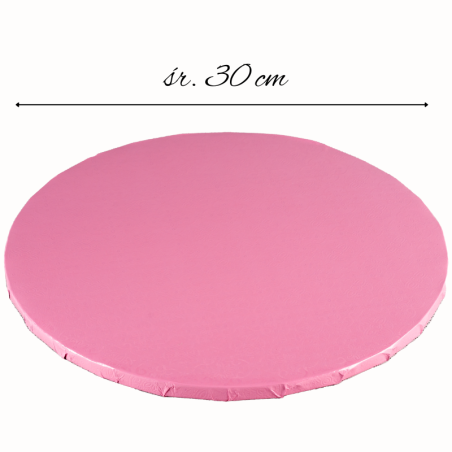 śr. 30 cm x wys. 1.2 cm Gruby podkład pod tort - okrągła podkładka do transportu i serwowania ciast - jasnoróżowa