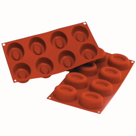 SF085 Big Oval Savarin Silikomart - uniwersalna forma silikonowa - dł. 74 x szer. 57 x wys. 27 mm / poj. 72 ml x 8 porcji