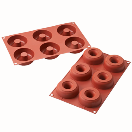 SF170 Donuts Silikomart - uniwersalna forma silikonowa - śr. 75 x wys. 28 mm / poj. 98 ml x 6 porcji