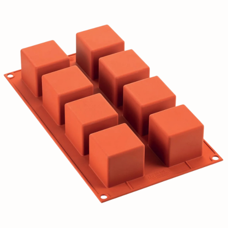 SF104 Cube Silikomart - uniwersalna forma silikonowa - kostka - dł. 50 x wys. 50 mm / poj. 125 ml x 8 porcji