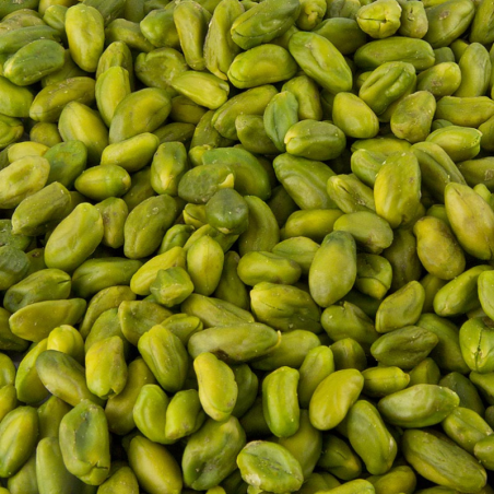 op. 1 kg Zielona Pistacja Surowa - całe blanszowane orzechy pistacjowe o intensywnie zielonej barwie