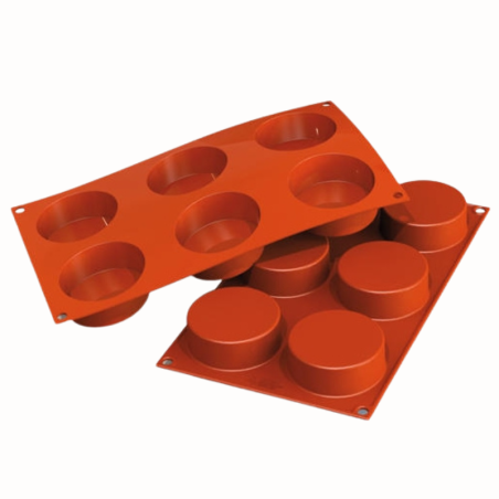 SF205 Cylinders Silikomart - uniwersalna forma silikonowa - śr. 70 x wys. 27 mm / poj. 103 ml x 6 porcji