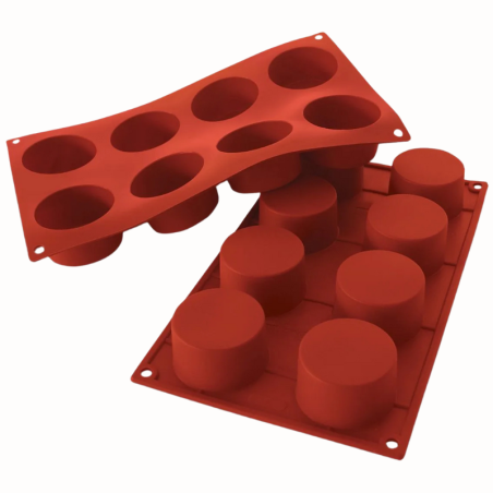 SF028 Cylinders Silikomart - uniwersalna forma silikonowa - śr. 60 x wys. 35 mm / poj. 90 ml x 8 porcji