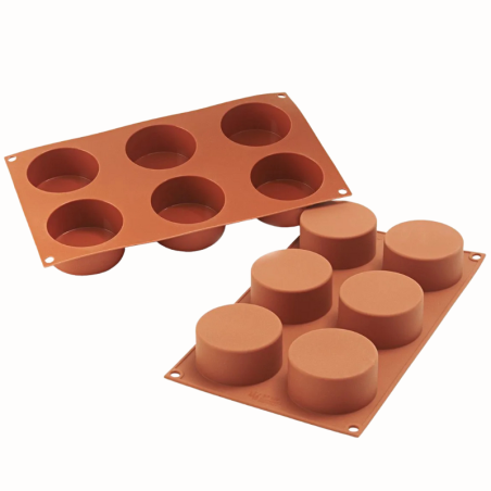 SF127 Cylinders Silikomart - uniwersalna forma silikonowa - śr. 70 x wys. 35 mm / poj. 133 ml x 6 porcji