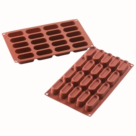 SF179 Mini Dessert Oval Silikomart - uniwersalna forma silikonowa - dł. 60 x szer. 24 x wys. 23 mm / poj. 26 ml x 20 porcji