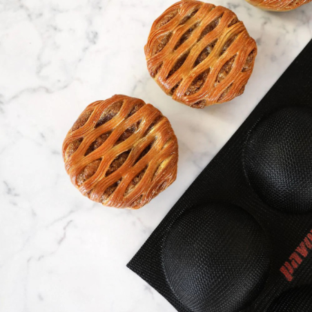 FB01 Semisfera Fiberform Pavoni - profesjonalna forma silikonowa - półkula - śr. 80 x wys. 40 mm / poj. 135 ml x 24 porcje