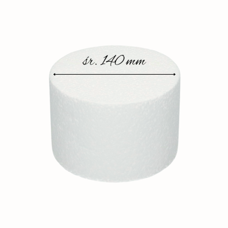 Atrapa Tortu - śr. 14 x wys. 8 cm - styropianowa makieta do okrągłego tortu - Sweet Decor