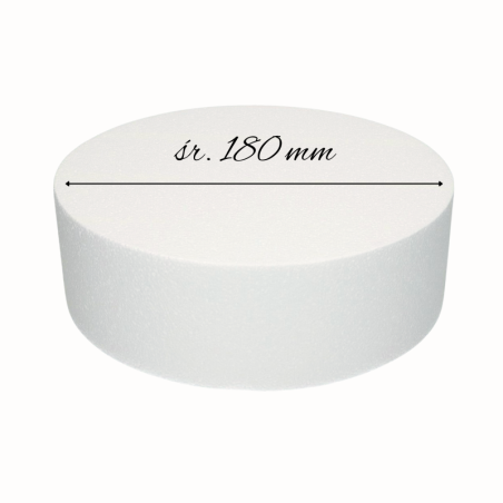 Atrapa Tortu - śr. 18 x wys. 8 cm - styropianowa makieta do okrągłego tortu - Sweet Decor