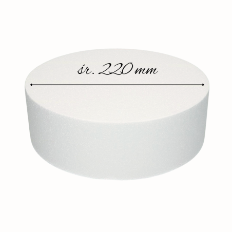 Atrapa Tortu - śr. 22 x wys. 8 cm - styropianowa makieta do okrągłego tortu - Sweet Decor