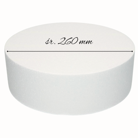 Atrapa Tortu - śr. 26 x wys. 8 cm - styropianowa makieta do okrągłego tortu - Sweet Decor