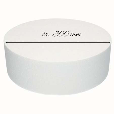 Atrapa Tortu - śr. 30 x wys. 8 cm - styropianowa makieta do okrągłego tortu - Sweet Decor