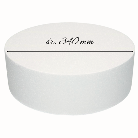 Atrapa Tortu - śr. 34 x wys. 8 cm - styropianowa makieta do okrągłego tortu - Sweet Decor