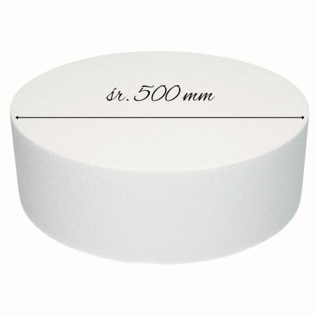 Atrapa Tortu - śr. 50 x wys. 8 cm - styropianowa makieta do okrągłego tortu - Sweet Decor