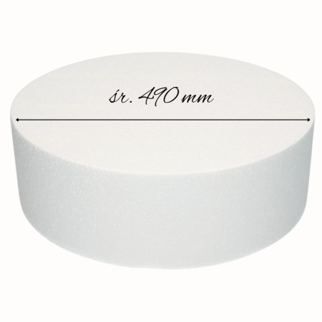 Atrapa Tortu - śr. 49 x wys. 8 cm - styropianowa makieta do okrągłego tortu - Sweet Decor