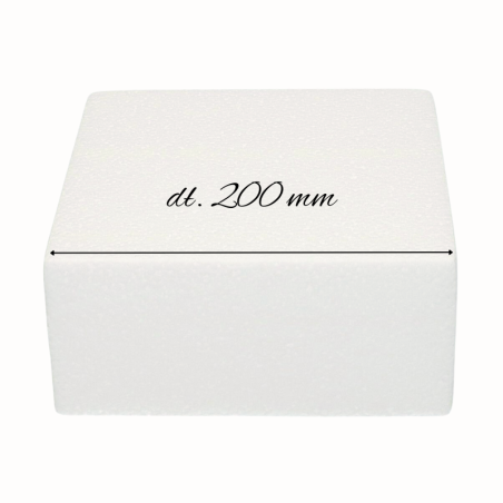 Atrapa Tortu - kwadrat - dł. 20 x wys. 8 cm - styropianowa makieta do tortu - Sweet Decor