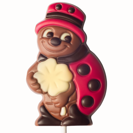 op. 35 g - Biedronka w kapeluszu - dekoracyjny lizak z mlecznej czekolady - dł. 165 mm