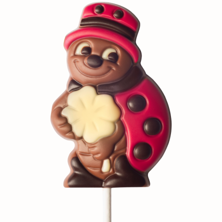 op. 35 g - Biedronka w kapeluszu - dekoracyjny lizak z mlecznej czekolady - dł. 165 mm