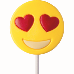 op. 25 g - Zakochana emoticon - dekoracyjny lizak z mlecznej czekolady - dł. 150 mm