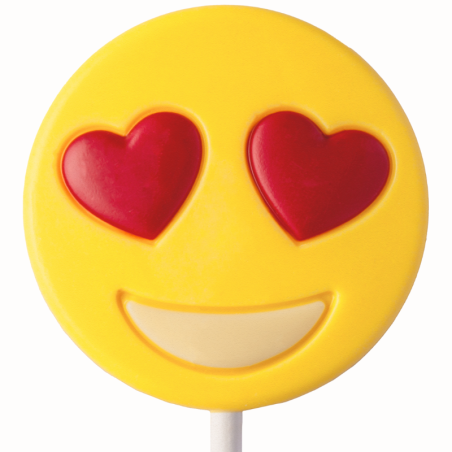 op. 25 g - Zakochana emoticon - dekoracyjny lizak z mlecznej czekolady - dł. 150 mm