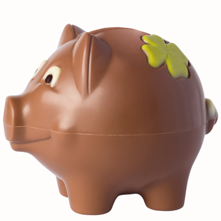 op. 90 g - Świnka skarbonka - dekoracyjna figurka czekoladowa - prezent w folii celofanowej
