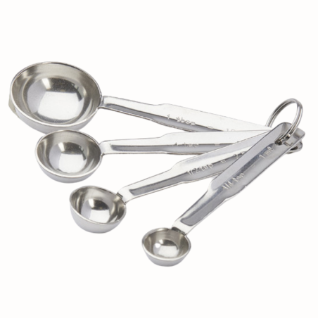 op. 4 szt.  Zestaw miarek kuchennych - stalowe łyżki do odmierzania produktów - pojemność od 1 do 15 ml