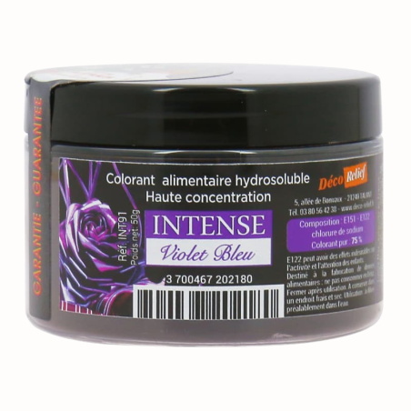 op. 50 g INTENSE VIOLET BLEU INT91 DECO RELIEF - rozpuszczalny w wodzie barwnik spożywczy w proszku - fioletowy